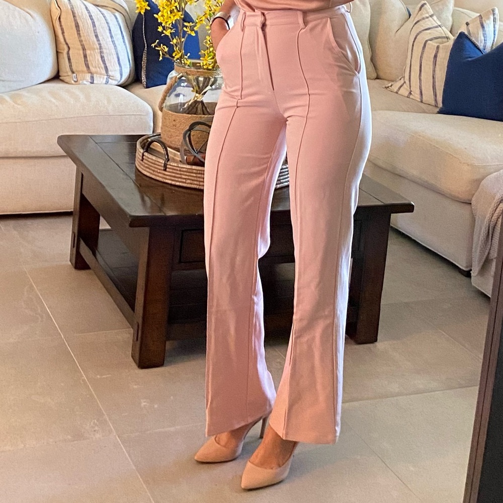 Blush Pink High-Waisted Trousers